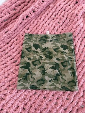 Comfy Stretch Camo Bodycon Mini Skirt Olive Green Pull On No Boundaries Medium